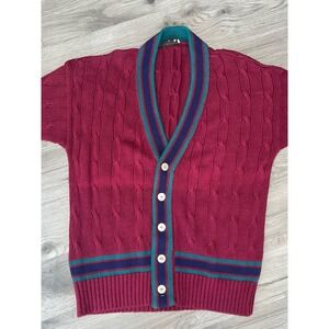 Vintage Culwell & Son Mens Size Large Chunky‎ Knit Cardigan Sweater Made In USA